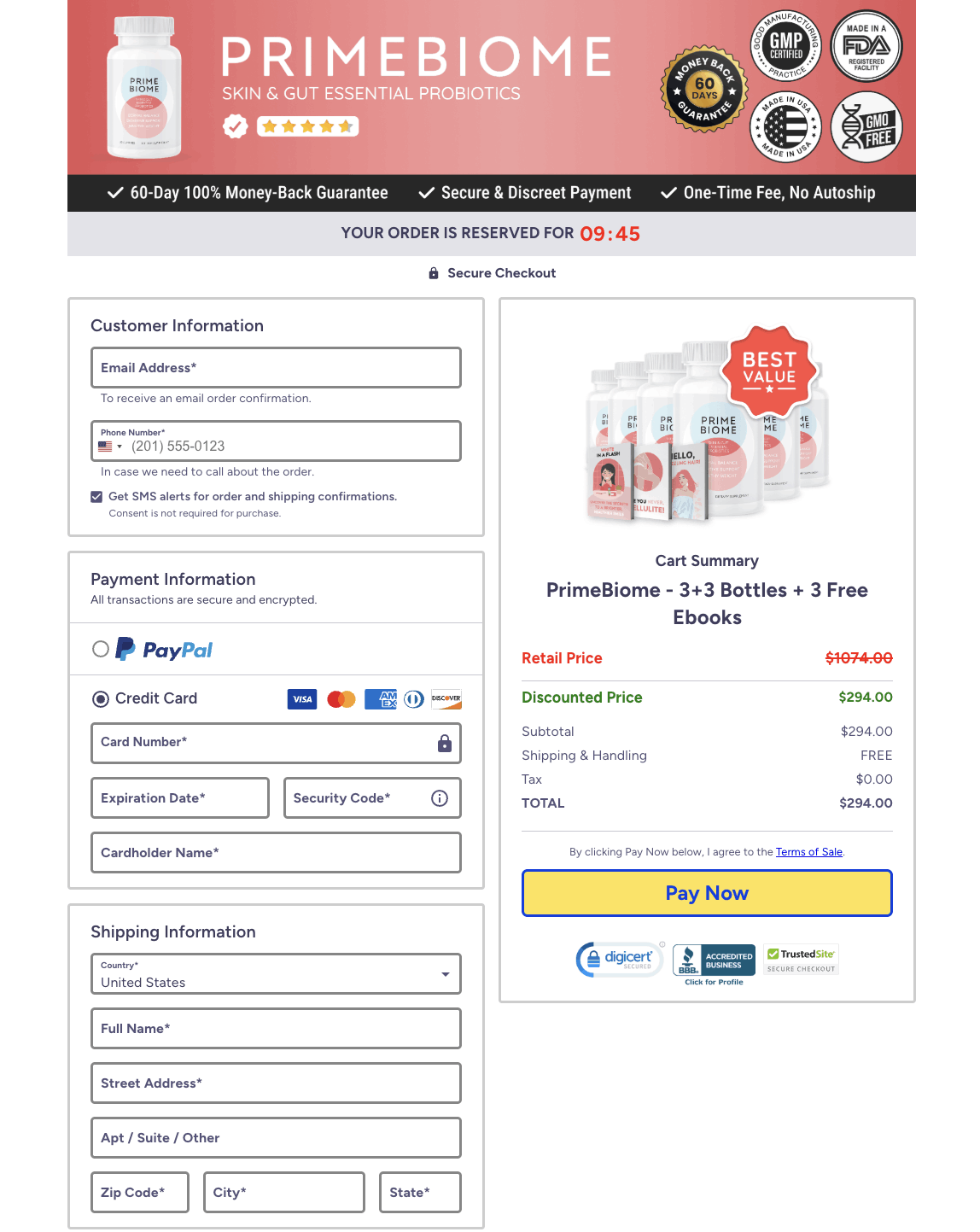 PrimeBiome-checkout-page